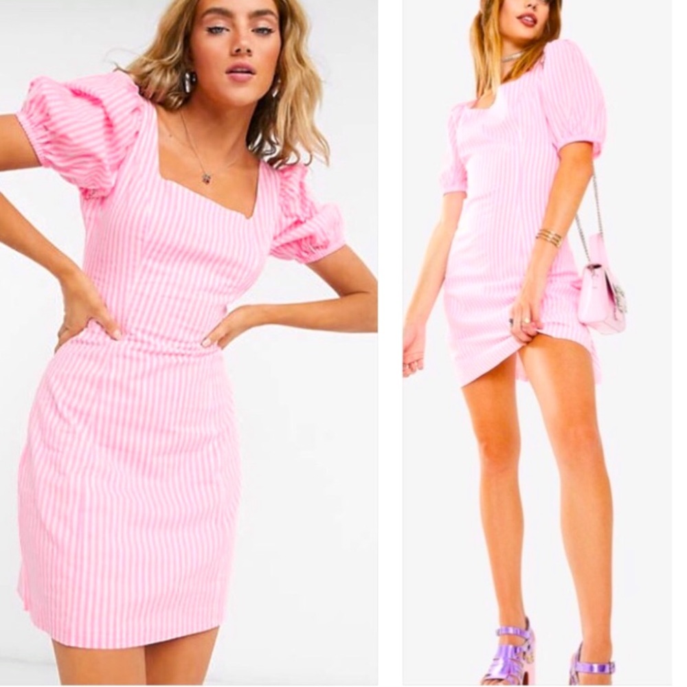 Neon Pink Striped dress